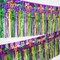 Mardi Gras Decorations 2 Pack 39Ft Foil Fringe Garland Tinsel Streamers, Green Gold Purple Iris Pattern Metallic Hanging Backdrop Banner Table Skirts for Carnival Birthday Party Parade Floats